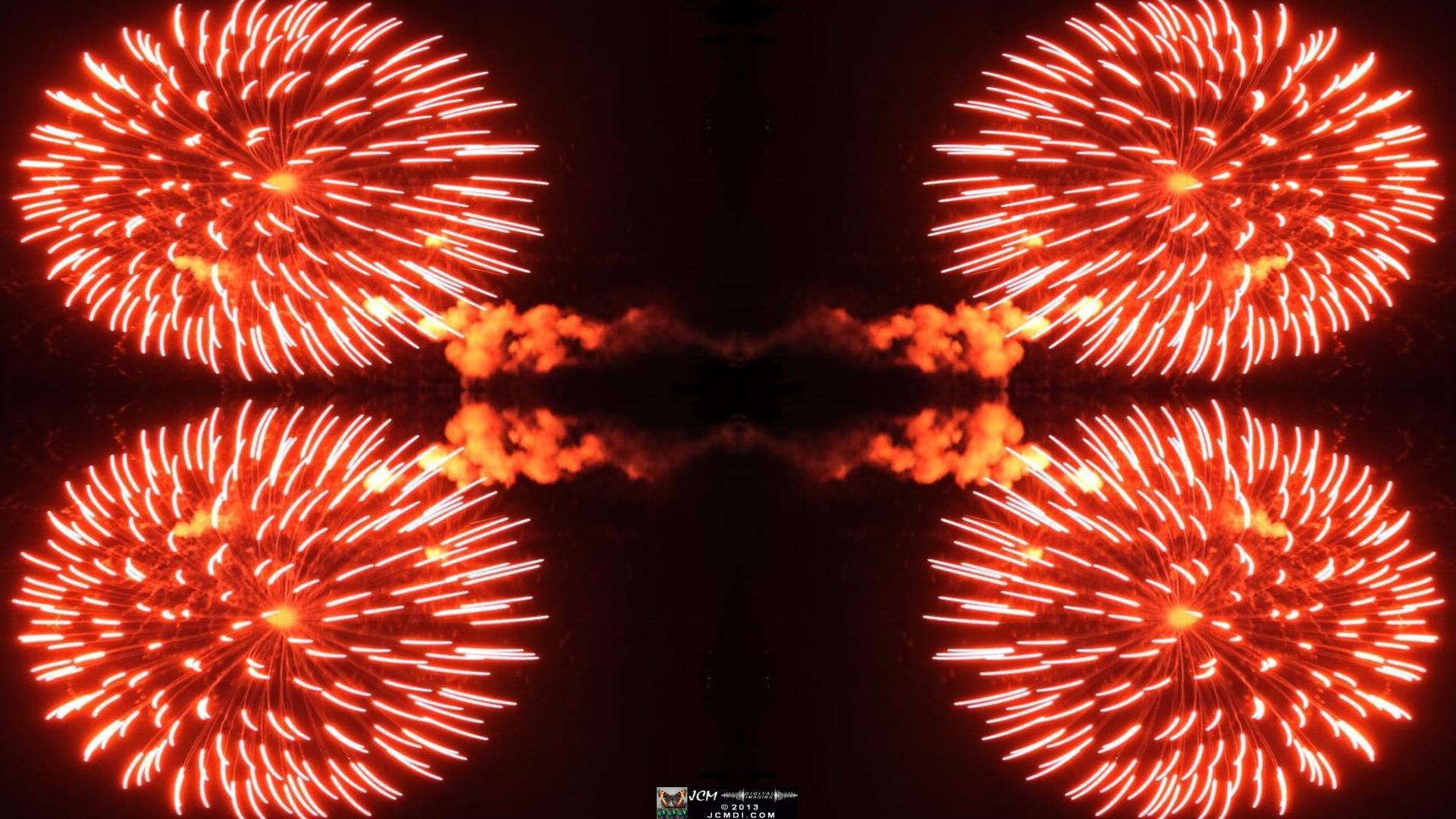 Quadroscopic art made from a digital image of fireworks taken in Castaic, California.